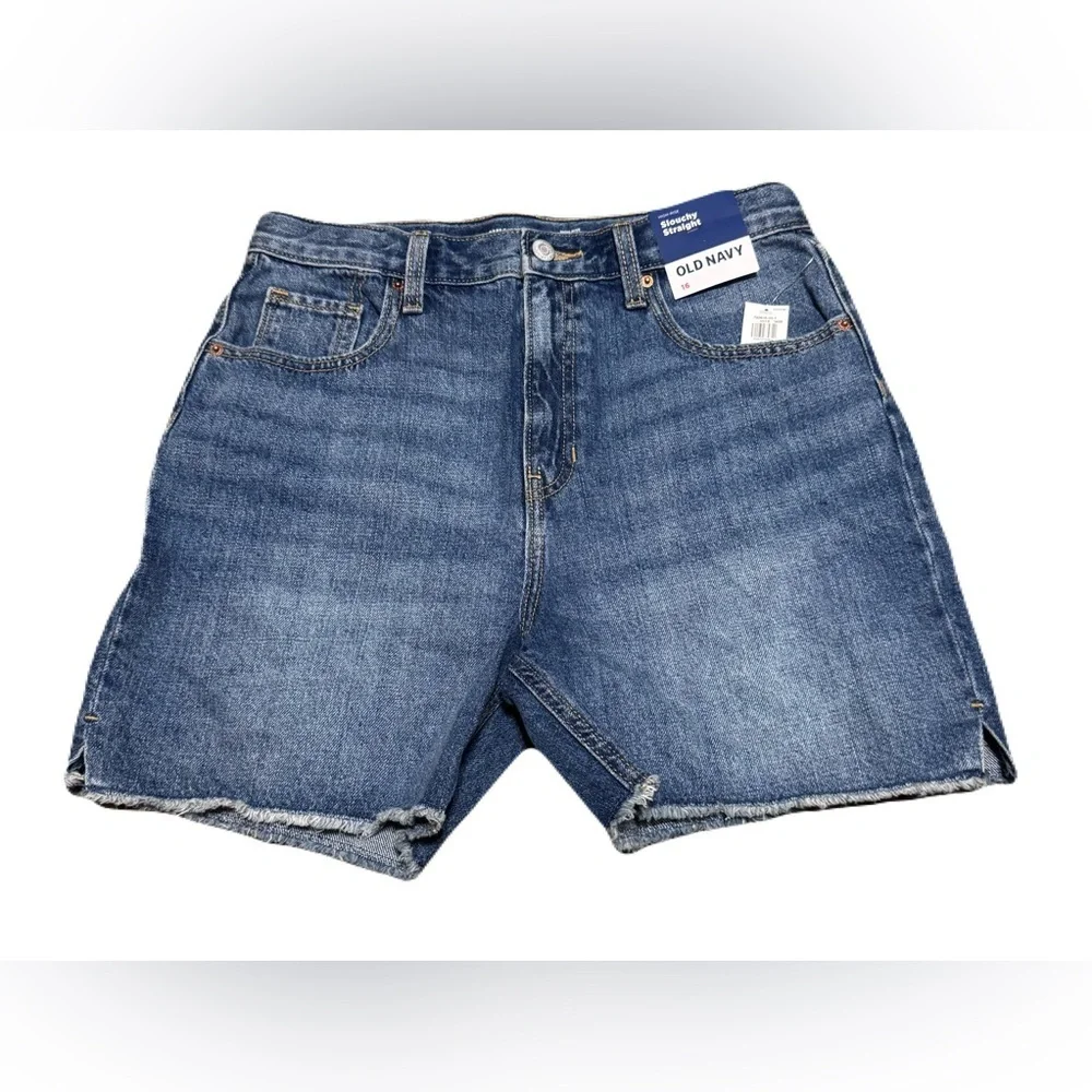 Old Navy High-Rise Slouchy Straight Distressed Denim Shorts Girl Size 16